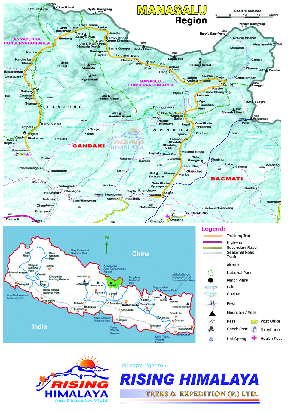 Manasalu Region Map-Rising Himalaya Treks & expd